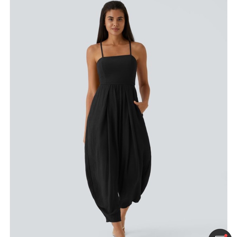 Halara Spaghetti Strap Lace Up Pocket Jumpsuit